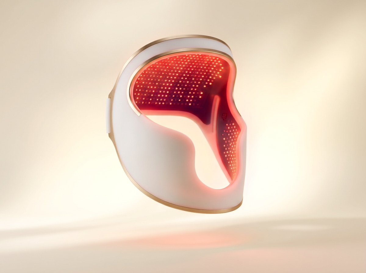 Visage red-light LED therapy mask, flexible silicone, glowing red